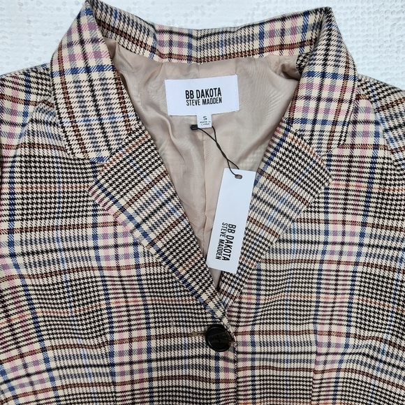 BB Dakota NWT Long Plaid Blazer Size Small - Picture 3 of 12